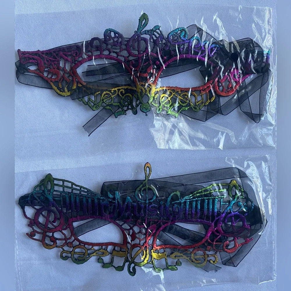 5 pair soft lace musical notes colorful‎ masquerade masks